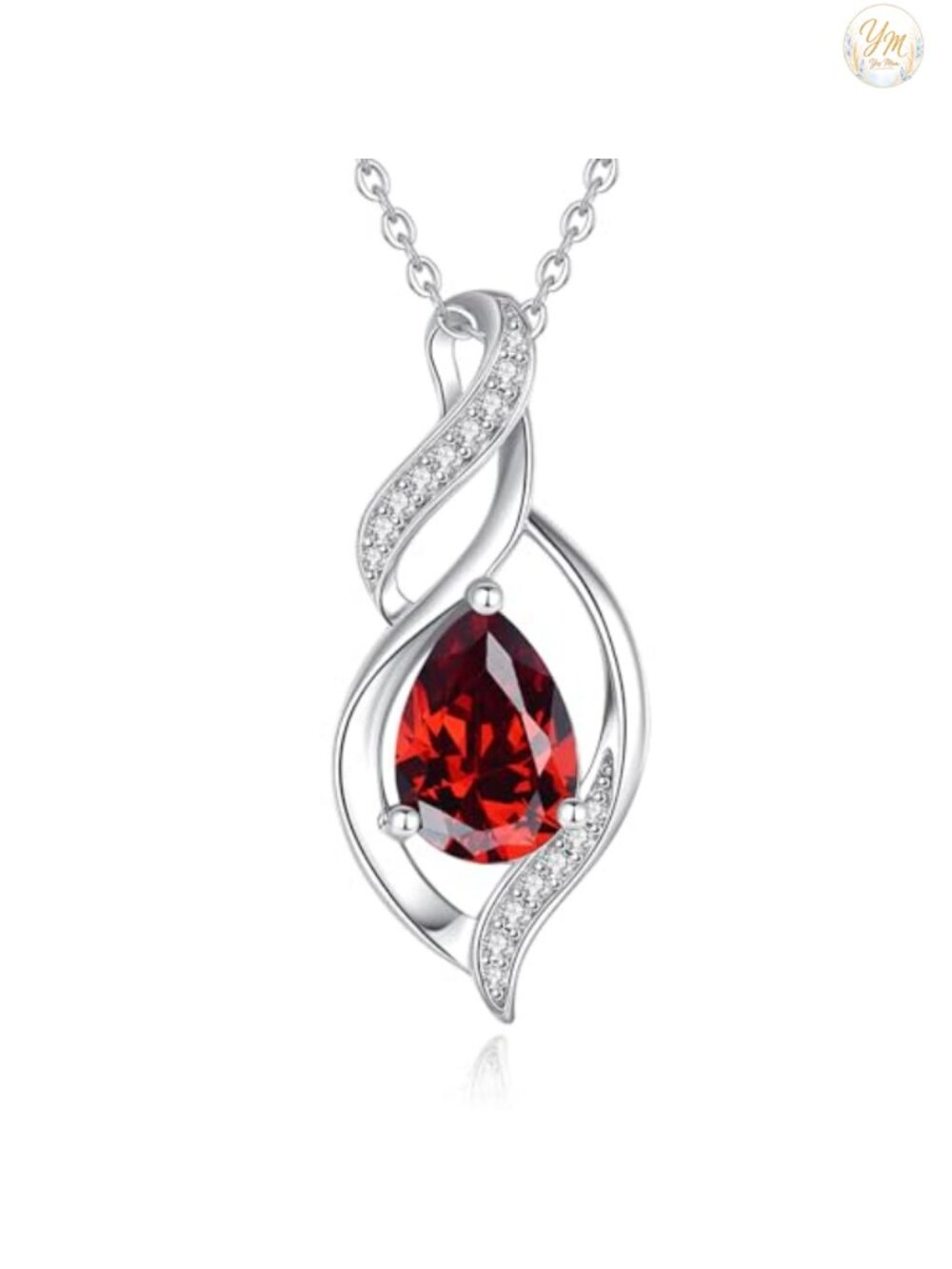Sterling Silver Garnet Pendant Necklace Birthday Gift Woman Jewelry